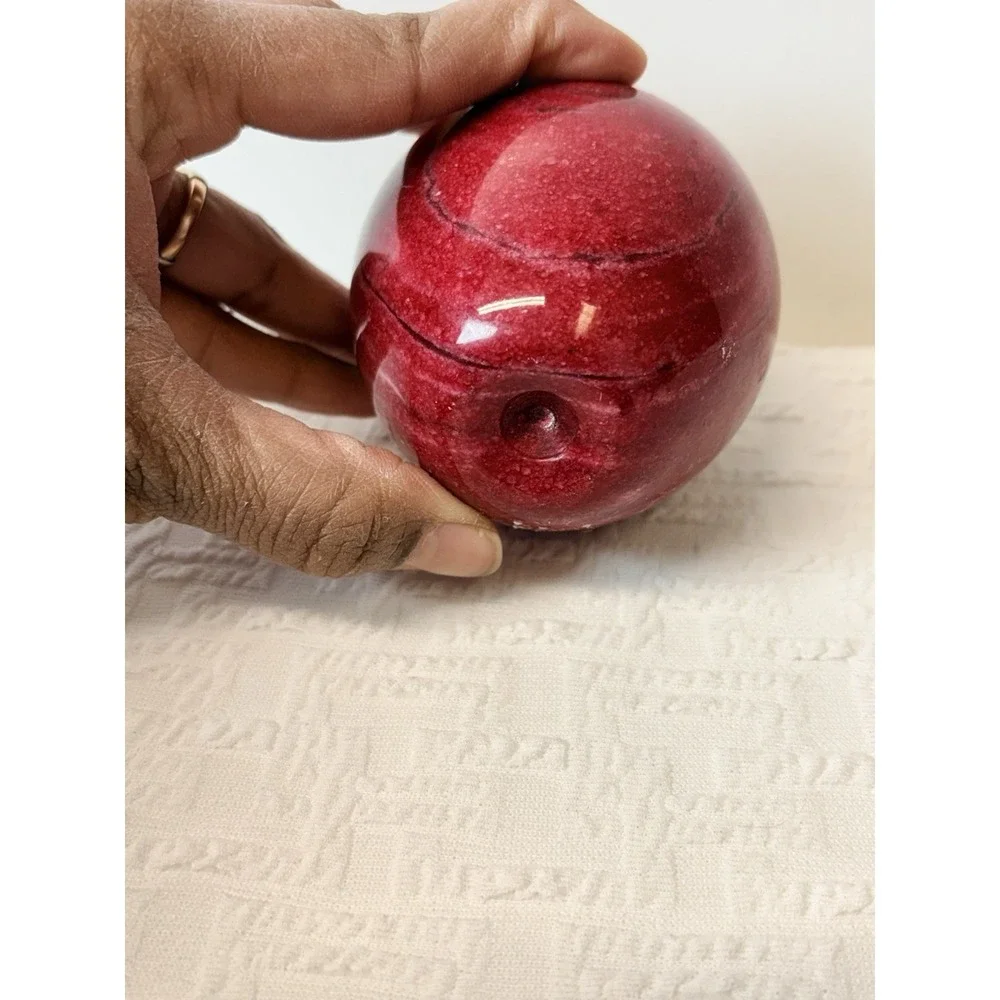 Red marble alabaster‎ Apple Ornament, desk decor, paper weight